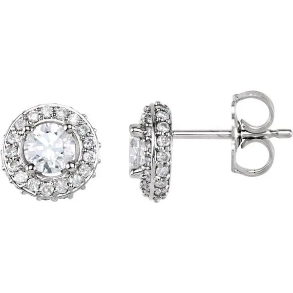 Round 4-Prong Halo-Style Earrings J. Meredith Jewelers Delafield, WI