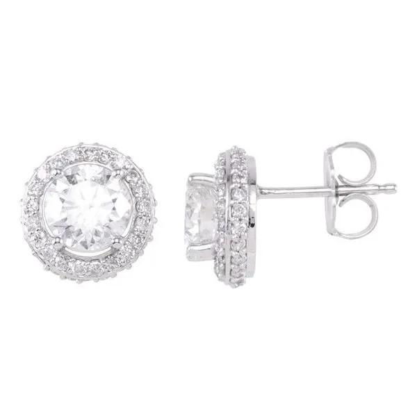 Round 4-Prong Halo-Style Earrings Hopman Jewelers Elkhart, IN