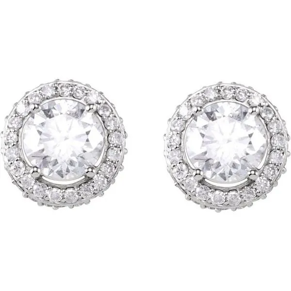 Round 4-Prong Halo-Style Earrings Image 2 Hopman Jewelers Elkhart, IN