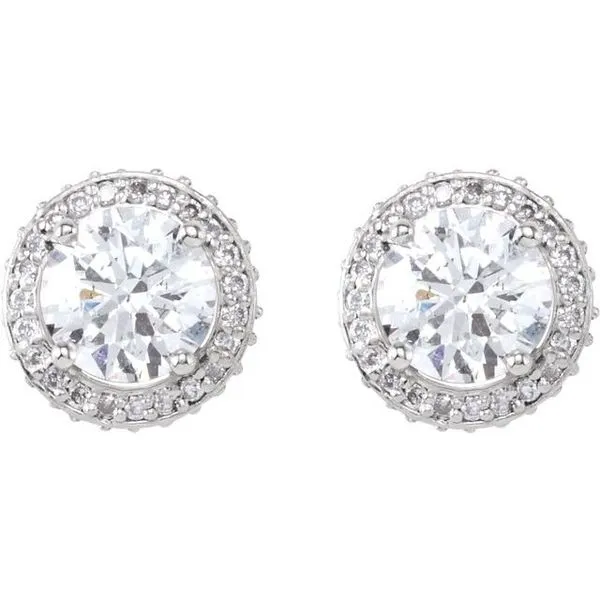 Round 4-Prong Halo-Style Earrings Image 2 Milan's Jewelry Inc Sarasota, FL