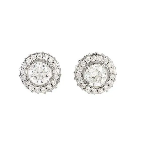 Round 4-Prong Halo-Style Earrings Image 2 J. Meredith Jewelers Delafield, WI