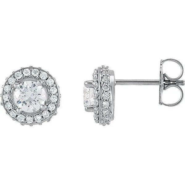 Round 4-Prong Halo-Style Earrings J. Meredith Jewelers Delafield, WI