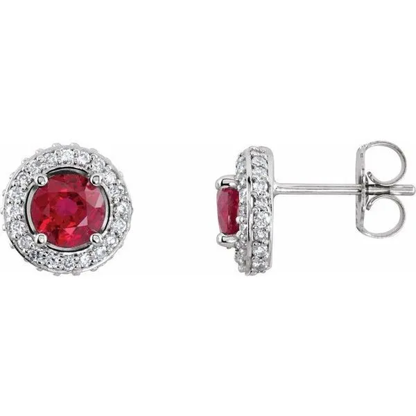 Round 4-Prong Halo-Style Earrings Long Jewelers Chesapeake, VA