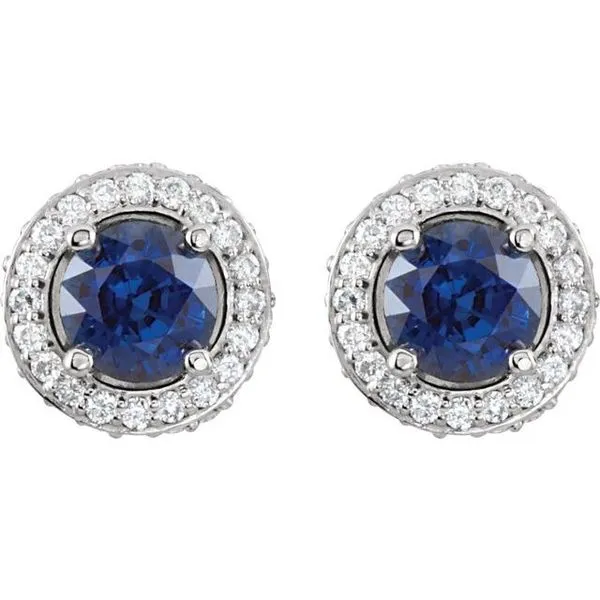 Round 4-Prong Halo-Style Earrings Image 2 Hopman Jewelers Elkhart, IN