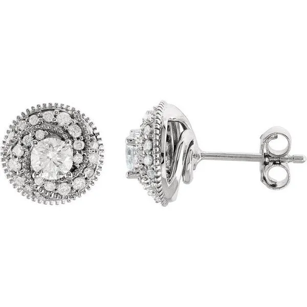 Round Halo-Style Earrings Hopman Jewelers Elkhart, IN