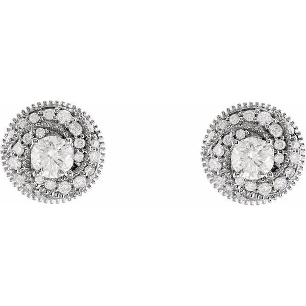 Round Halo-Style Earrings Image 2 J. Meredith Jewelers Delafield, WI