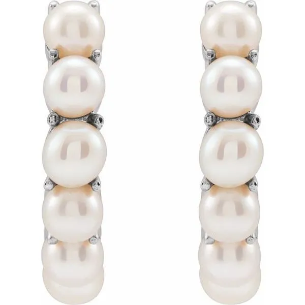 Pearl Huggie Earrings Image 2 Diny's Jewelers Middleton, WI
