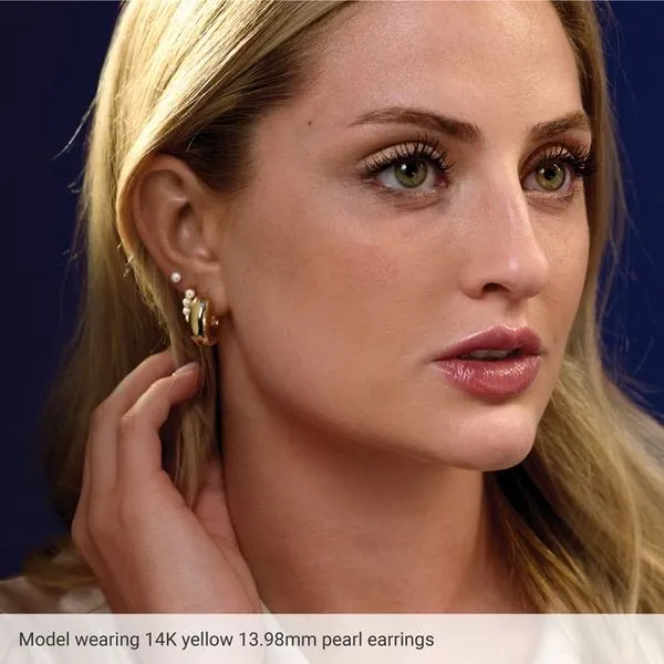 Pearl Huggie Earrings Image 3 Diny's Jewelers Middleton, WI