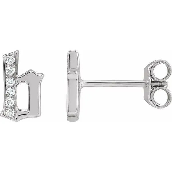 Accented Gothic Initial Earrings Scirto's Jewelry Lockport, NY