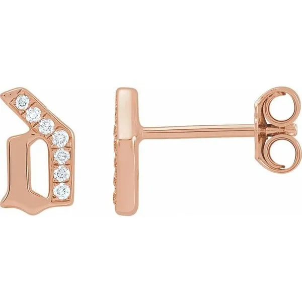 Accented Gothic Initial Earrings Linwood Custom Jewelers Linwood, NJ