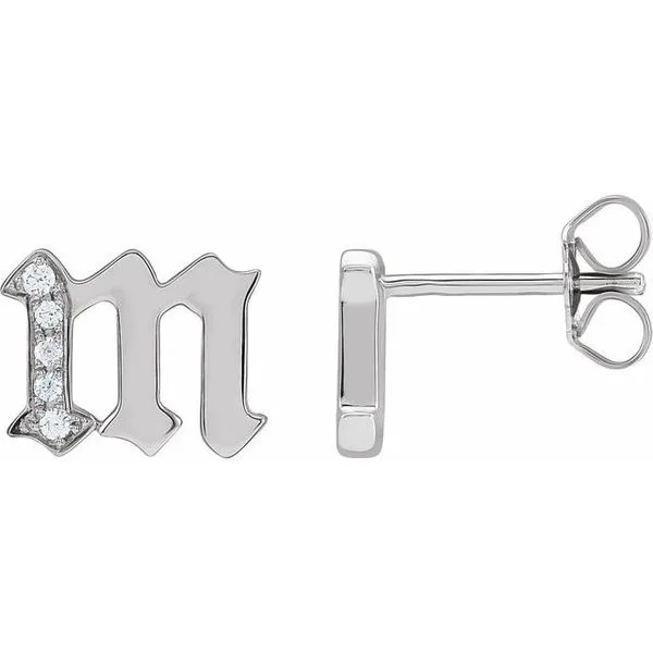 Accented Gothic Initial Earrings Hart's Jewelers Grants Pass, OR