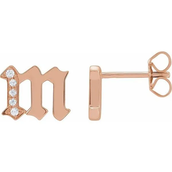 Accented Gothic Initial Earrings Linwood Custom Jewelers Linwood, NJ