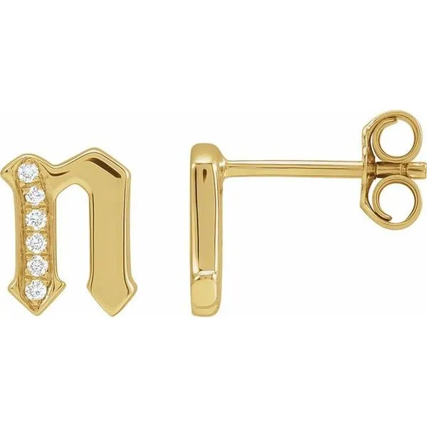 Accented Gothic Initial Earrings D&M Jewelers Green Bay, WI
