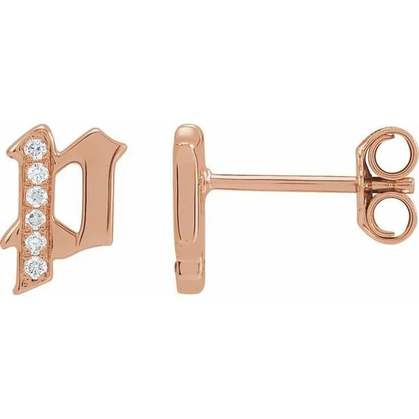 Accented Gothic Initial Earrings Scirto's Jewelry Lockport, NY