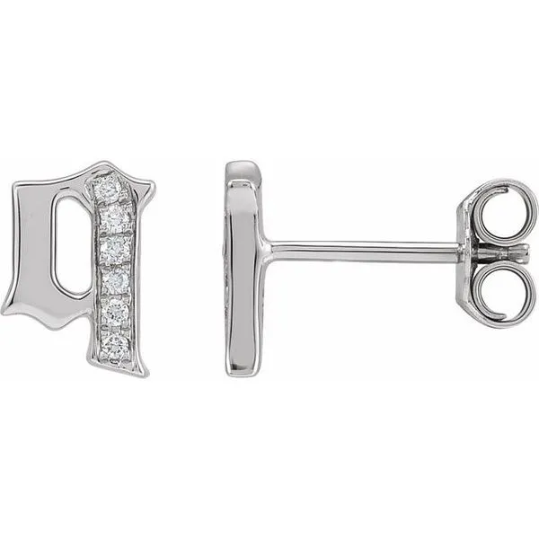 Accented Gothic Initial Earrings Henry B. Ball Jewelers Canton, OH