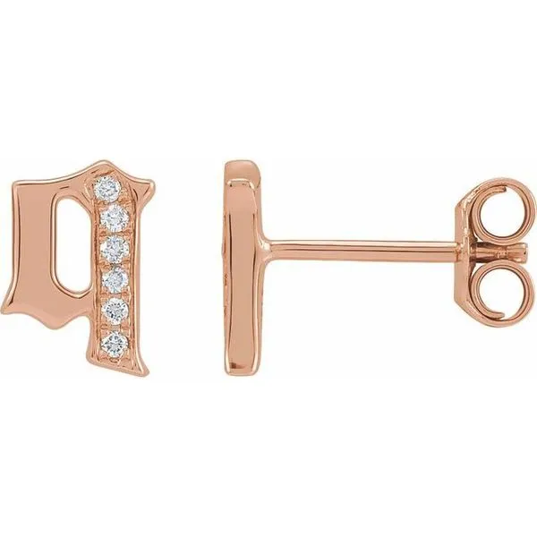 Accented Gothic Initial Earrings John E. Koller Jewelry Designs owasso, OK