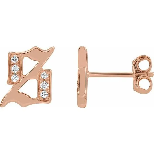 Accented Gothic Initial Earrings John E. Koller Jewelry Designs owasso, OK