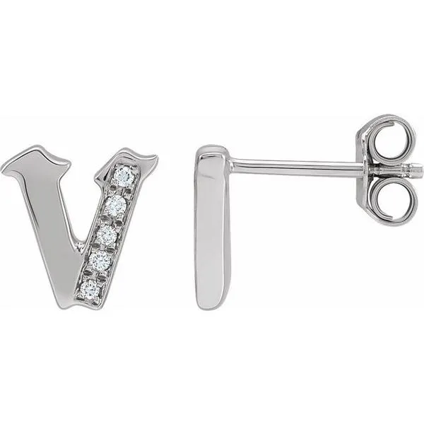 Accented Gothic Initial Earrings Linwood Custom Jewelers Linwood, NJ