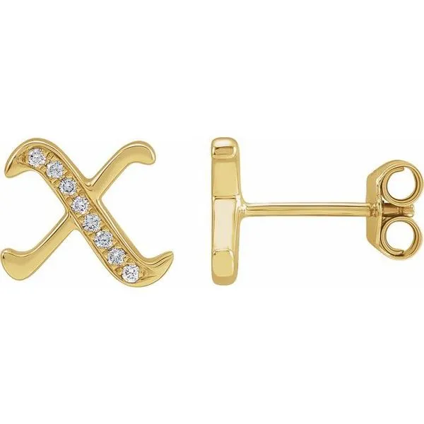 Accented Gothic Initial Earrings Linwood Custom Jewelers Linwood, NJ