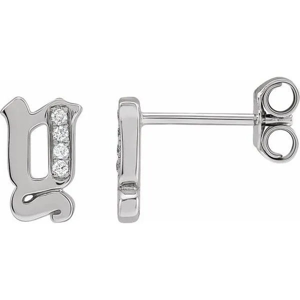 Accented Gothic Initial Earrings Scirto's Jewelry Lockport, NY