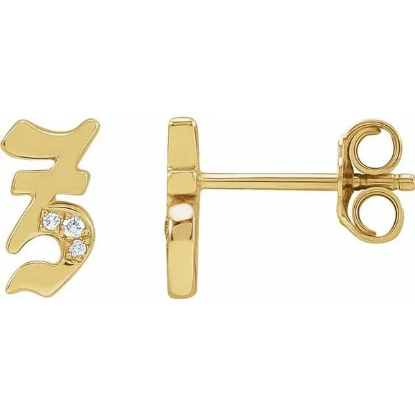 Accented Gothic Initial Earrings Linwood Custom Jewelers Linwood, NJ