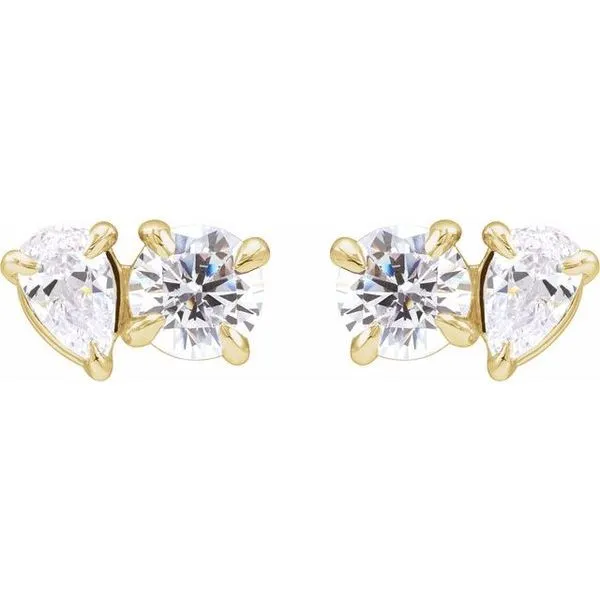 Lab-Grown Diamond Two-Stone Stud Earrings Image 2 Long Jewelers Chesapeake, VA