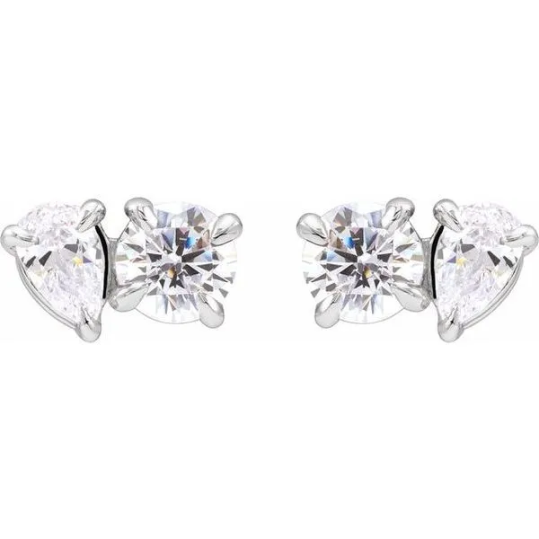 Lab-Grown Diamond Two-Stone Stud Earrings Image 2 J. Meredith Jewelers Delafield, WI