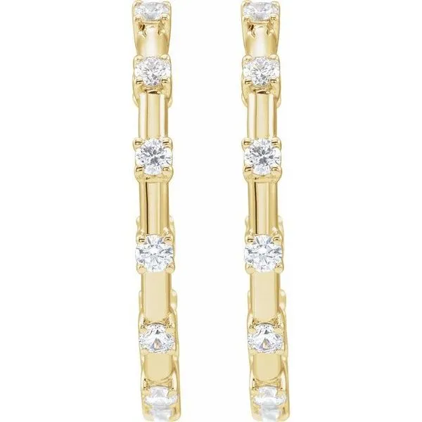 Lab-Grown Diamond Inside-Outside Hoop Earrings Image 3 Hart's Jewelers Grants Pass, OR