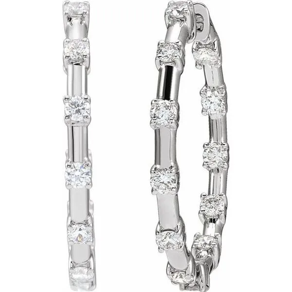Lab-Grown Diamond Inside-Outside Hoop Earrings Image 2 Hart's Jewelers Grants Pass, OR
