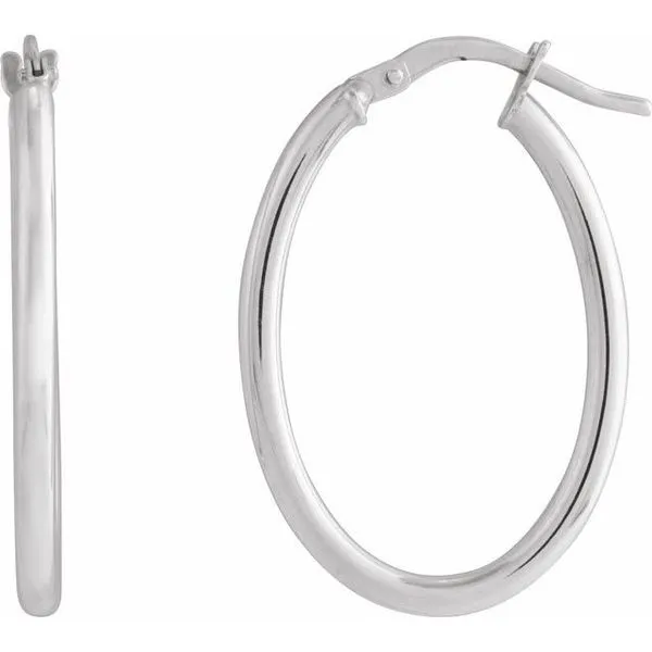 Elongated Oval Tube Hoop Earrings Delfine's Jewelry Charleston, WV