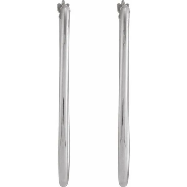 Elongated Oval Tube Hoop Earrings Image 2 Leslie E. Sandler Fine Jewelry and Gemstones rockville , MD