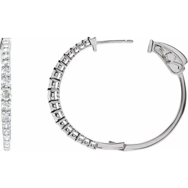 Accented Graduated Hoop Earrings Image 3 Hart's Jewelers Grants Pass, OR