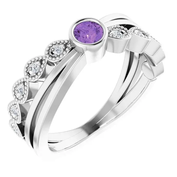 Criss-Cross Bezel-Set Ring James Wolf Jewelers Mason, OH