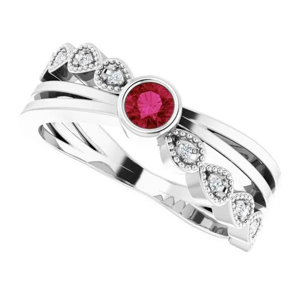 Criss-Cross Bezel-Set Ring Image 5 James Wolf Jewelers Mason, OH