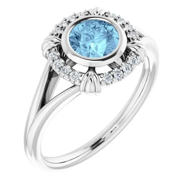 Bezel-Set Halo-Style Ring Jewelry Design Studio Jensen Beach, FL