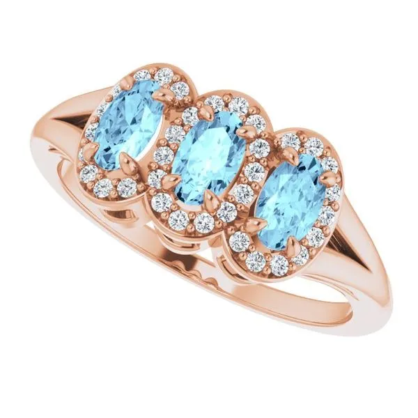 Halo-Style Three-Stone Ring Image 5 Jewelry Design Studio Jensen Beach, FL