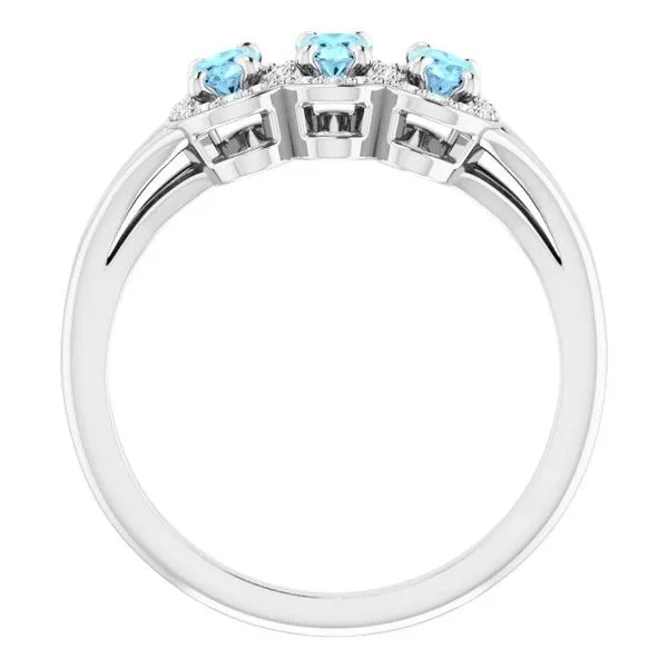 Halo-Style Three-Stone Ring Image 2 James Wolf Jewelers Mason, OH