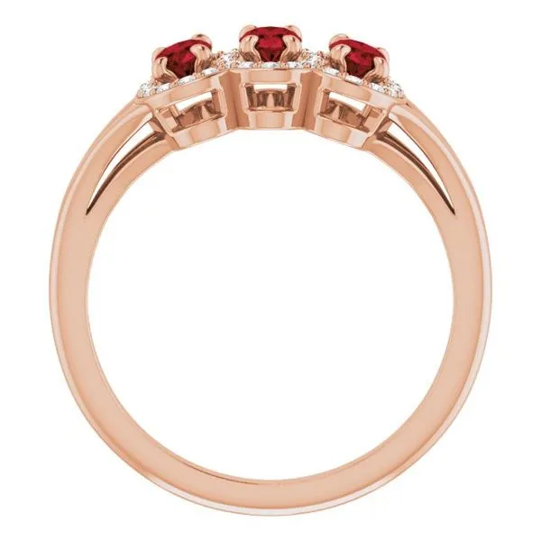 Halo-Style Three-Stone Ring Image 2 James Wolf Jewelers Mason, OH