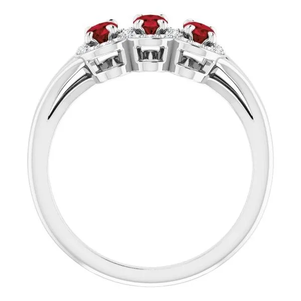 Halo-Style Three-Stone Ring Image 2 James Wolf Jewelers Mason, OH