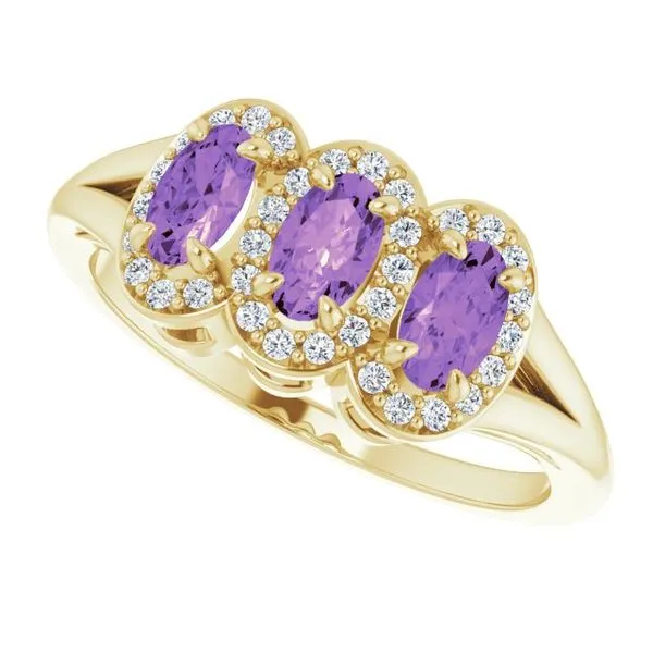 Halo-Style Three-Stone Ring Image 5 James Wolf Jewelers Mason, OH