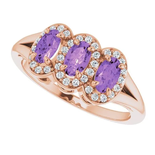 Halo-Style Three-Stone Ring Image 5 James Wolf Jewelers Mason, OH