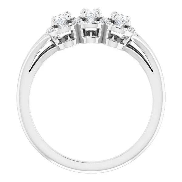 Halo-Style Three-Stone Ring Image 2 James Wolf Jewelers Mason, OH