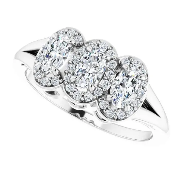 Halo-Style Three-Stone Ring Image 5 James Wolf Jewelers Mason, OH