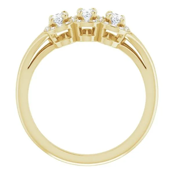 Halo-Style Three-Stone Ring Image 2 Holly's Jewelry Mountain Home, AR