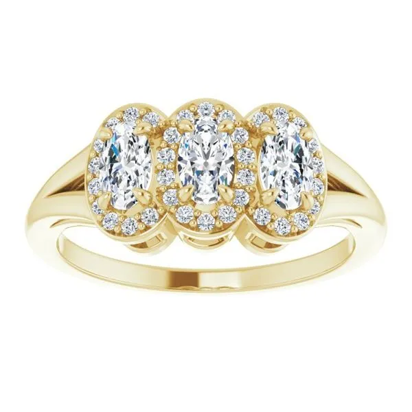 Halo-Style Three-Stone Ring Image 3 James Wolf Jewelers Mason, OH