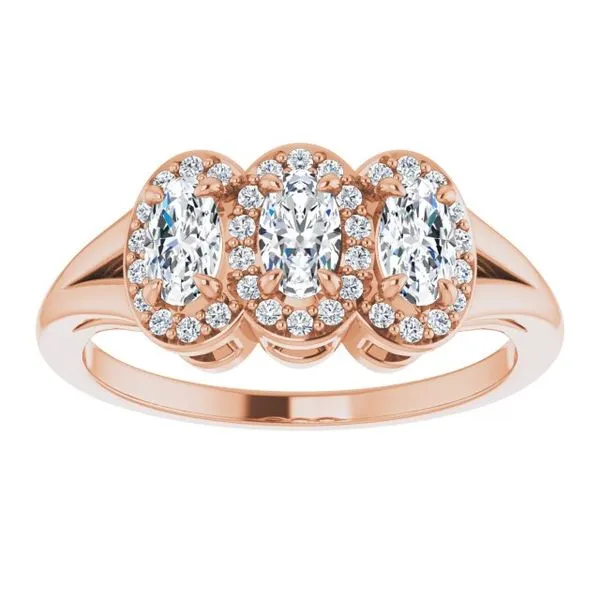 Halo-Style Three-Stone Ring Image 3 James Wolf Jewelers Mason, OH