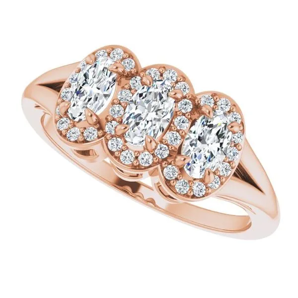 Halo-Style Three-Stone Ring Image 5 James Wolf Jewelers Mason, OH