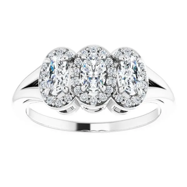 Halo-Style Three-Stone Ring Image 3 James Wolf Jewelers Mason, OH