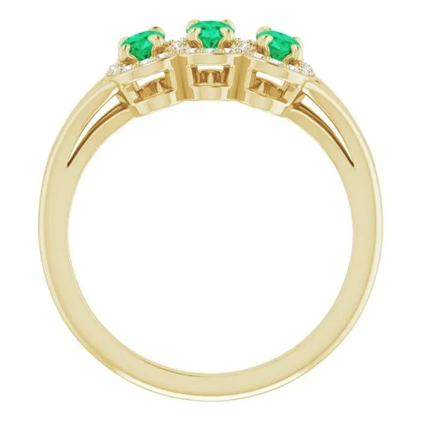 Halo-Style Three-Stone Ring Image 2 James Wolf Jewelers Mason, OH