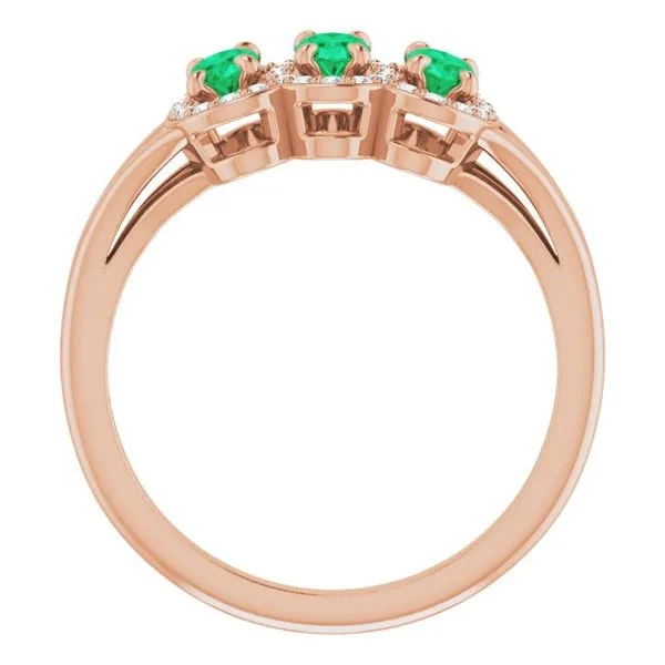 Halo-Style Three-Stone Ring Image 2 James Wolf Jewelers Mason, OH